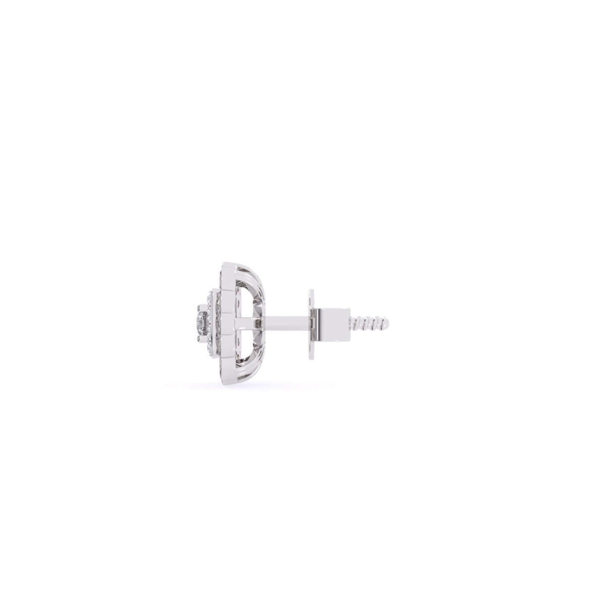 Square Round Diamond Double Halo Earrings